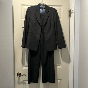 Kasper 2P Gray & Blue Pinstriped Pant Suit